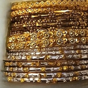 Formal Gold and Silver Large Bangle Set